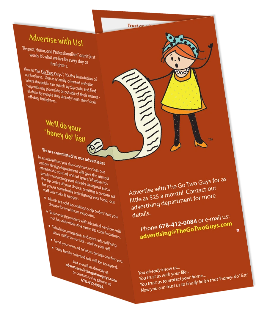 Brochure for The GoTwo Guys designed by 11 Fingers Design
