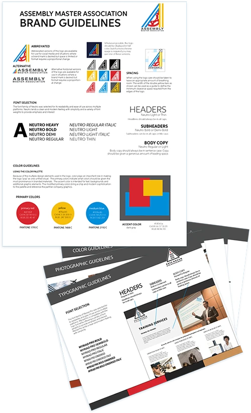 branding guideline packets and poster example prepared by 11 Fingers Design